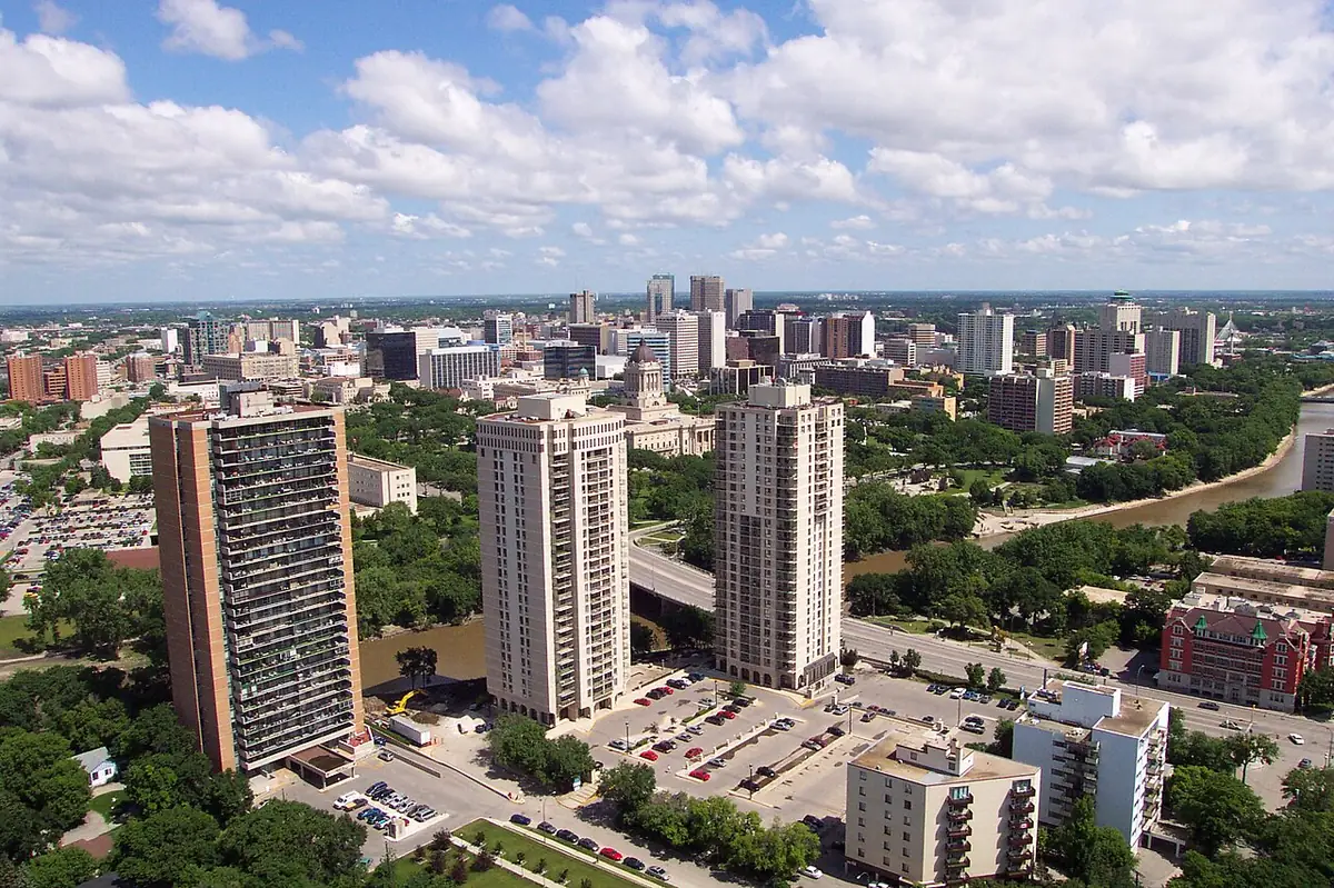 Winnipeg skyline. Merner's Painting & Decorating service area including Transcona